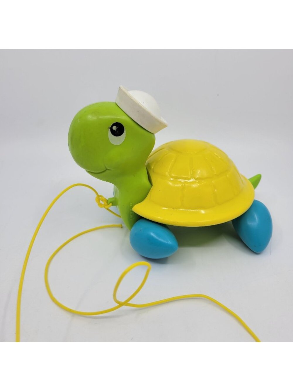 Fisher-Price #644 Tag Along Turtle Pull Toy Vintage 1977 Sailor Hat